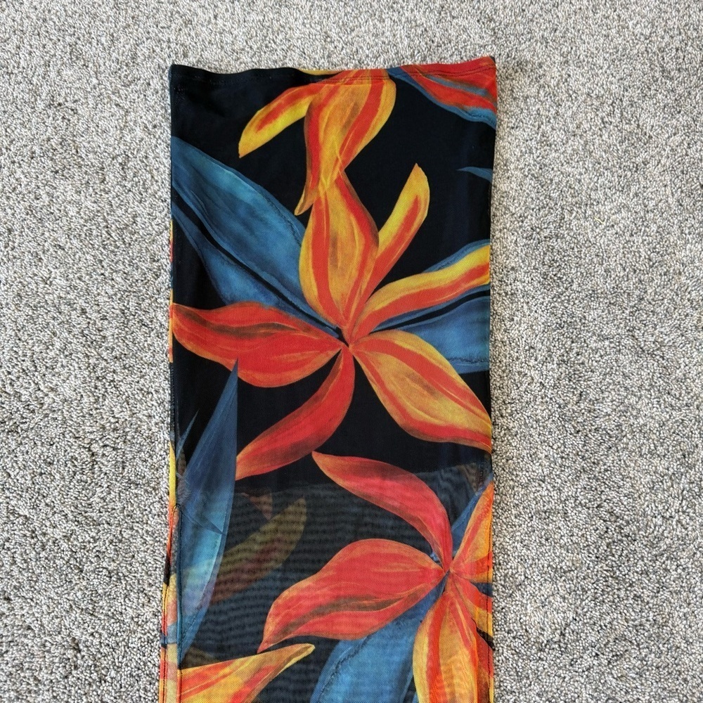 Louisa Ballou Floral Print Mesh Maxi Sheer Skirt Beach Resort Vacay Women’s XS - Picture 11 of 12